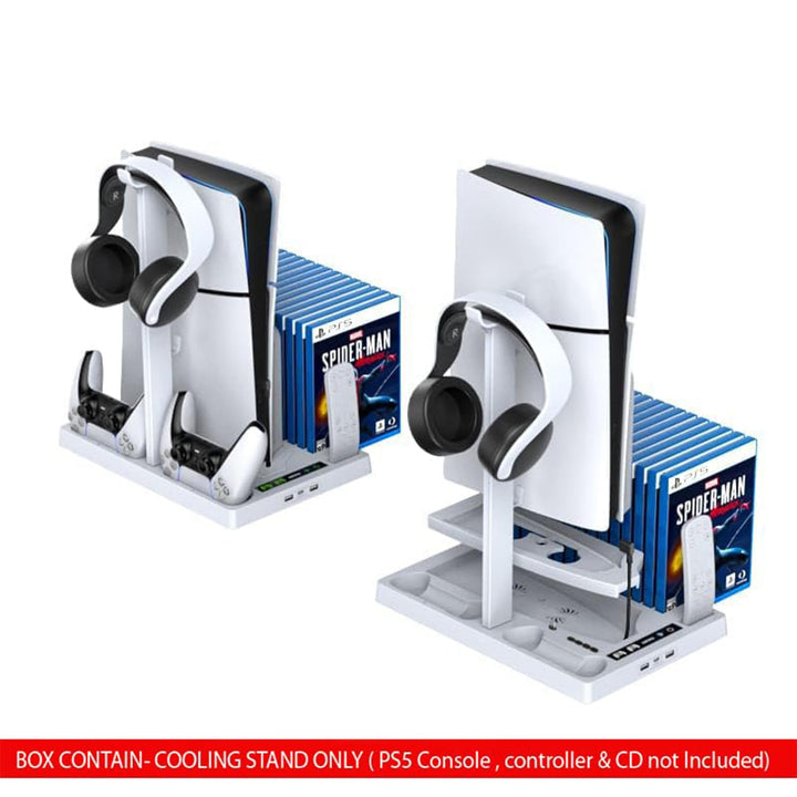 PS5 Cooling Stand with Dual Controller Charging Station (White) Online in Surat, Ahmedabad, New Delhi, Chennai, Bangalore, Pune, Goa & all over India at PSS.
