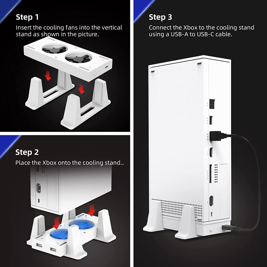 Buy Vertical Stand with Cooling Fans for Xbox Series S Online in Surat, Ahmedabad, Chennai, Hyderabad, Kolkata, Jaipur, Udaipur, Delhi & India at PSS Store.