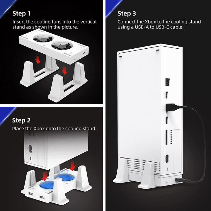 Buy Vertical Stand with Cooling Fans for Xbox Series S Online in Surat, Ahmedabad, Chennai, Hyderabad, Kolkata, Jaipur, Udaipur, Delhi & India at PSS Store.