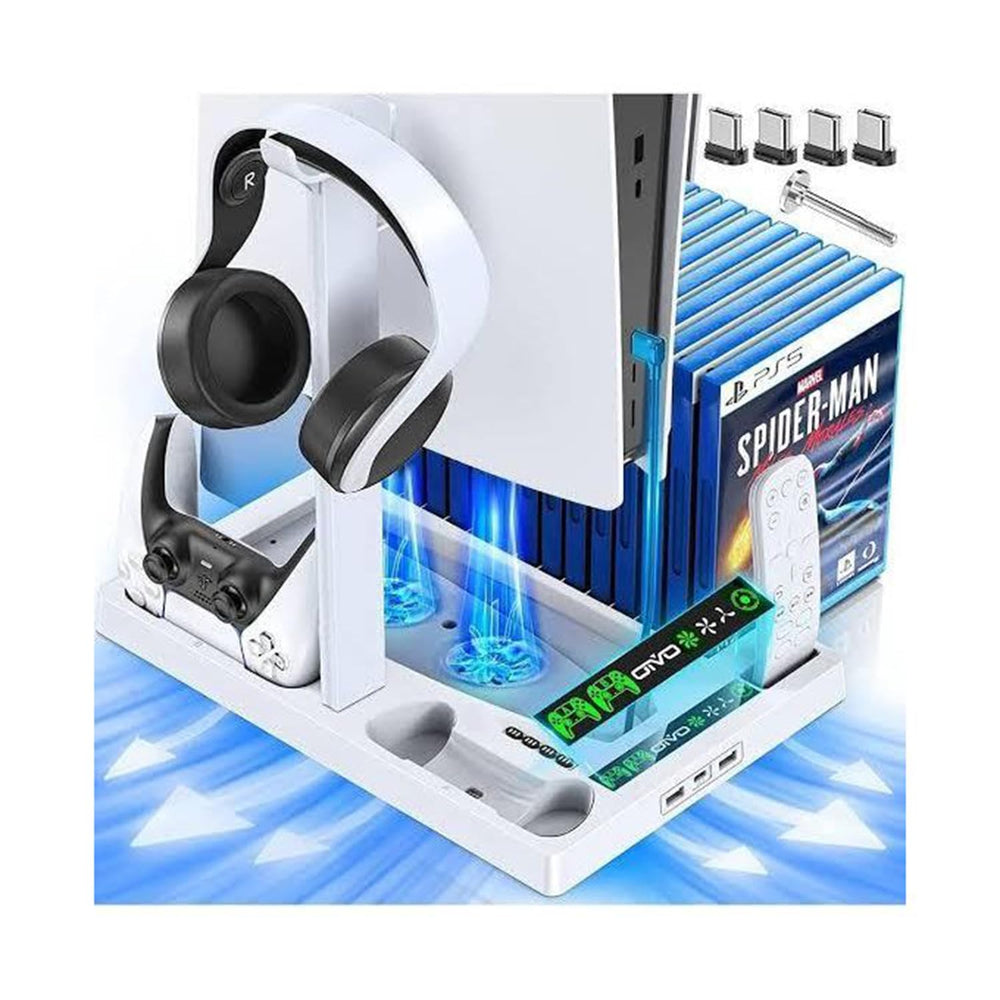 PS5 Cooling Stand with Dual Controller Charging Station (White) Online in Surat, Ahmedabad, New Delhi, Chennai, Bangalore, Pune, Goa & all over India at PSS.