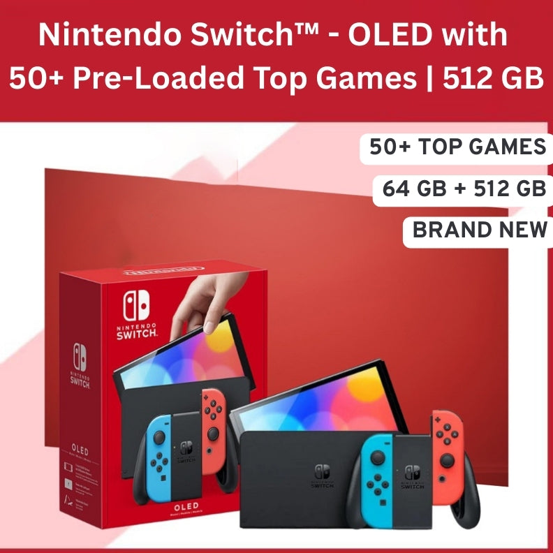 Buy Nintendo Switch™ - OLED Model with Pre-Loaded 50+ Top Games Online in Surat, Vadodara, Mumbai, Bengaluru, New Delhi, Kolkata & all over India at PSS Store.