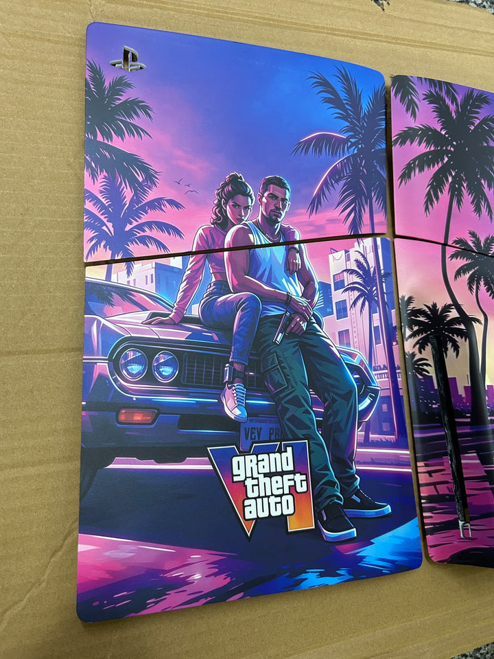 PSS GTA 6 Limited Edition Faceplate Side Plate Hard Shell Case Cover Compatible with Play-Station 5 Slim Disc Edition Console Accessory for PS-5 Console (Only Compatible PS-5 Slim Disk Model) (6GT-A)