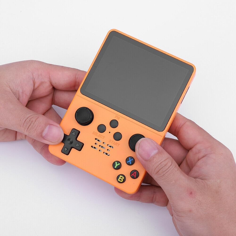 PSS R35S Retro Video Game Console 64GB Mini Handheld Gameboy Built in 8000+ Classic Games + PSP Games 3.5-inch IPS Screen Dual 3D Joystick - Orange