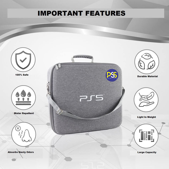 PSS Storage Bag for PS5 Carrying Case Travel Bag for PS5 Hard Shell Waterproof and Shockproof Nylon Fabric Compatible with Playstation 5 DualSense Controller Remote Accessories Bag (Green Camo)