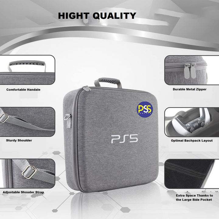 PSS Storage Bag for PS5, Carrying Case for PS5, Travel Bag for PS5, Carrying Case for PS5 Hard Shell, PS5 Travel Bag Waterproof and Shockproof Nylon Fabric