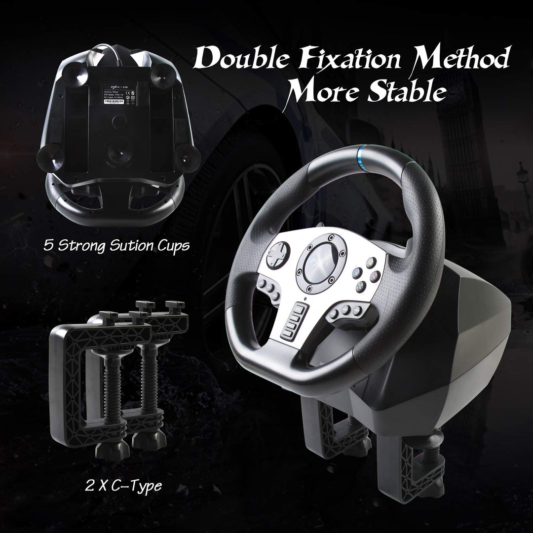 PXN Game Racing Wheel, V9 270°/900° Adjustable Racing Steering Wheel, With Clutch and Shifter, Support Vibration and Headset Function, Suitable For PC, PS3, PS4, Xbox One, Nintendo Switch.